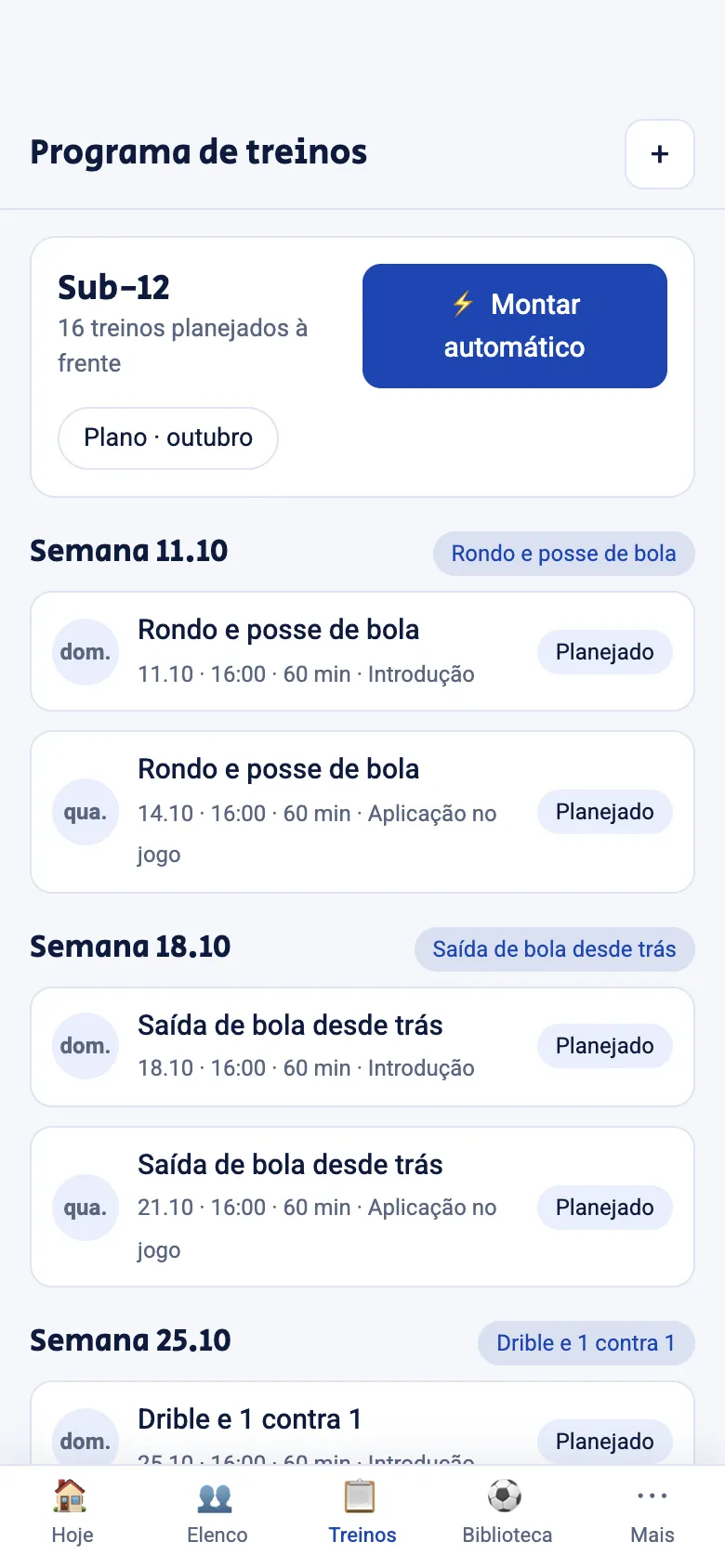 Um plano de treino no SINAI Club